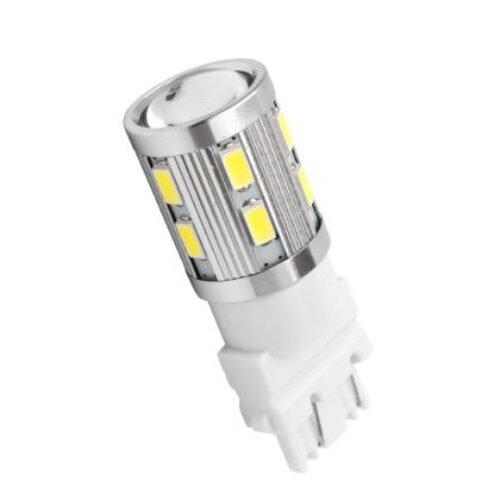 Диодна крушка тип T25 3156 CANBUS с 16 SMD диода 5630 и лупа – двойна светлина – бяла