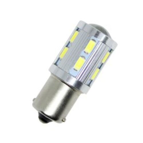 Диодна крушка BA15S с 16 ултраярки диода и лупа двойна светлина Бял