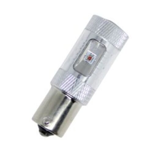 Диодна крушка BA15S с 6 х 5W CREE диода и лупа двойна светлина червена