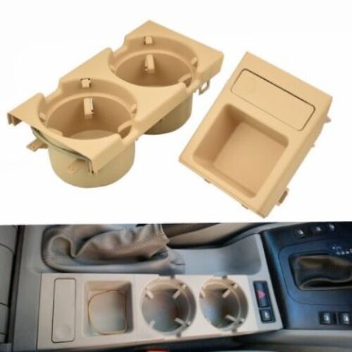 Поставка за чаши – къп холдер за BMW E46 с монетник бежов – комплект 2бр.