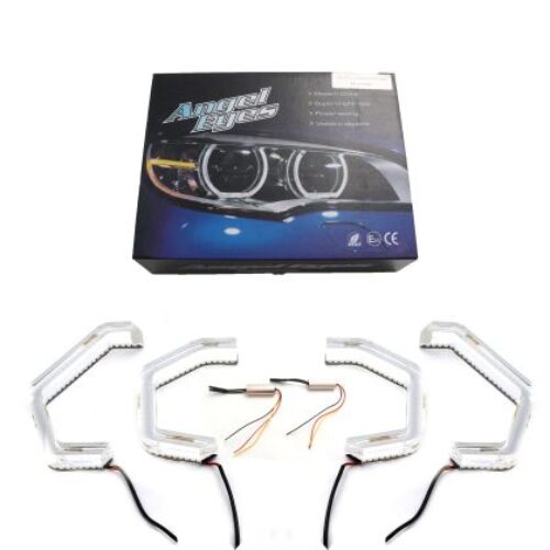 Диодни Ангелски Очи  за BMW F30 – U-Design – с два цвята и функция мигач (бял и жълт)