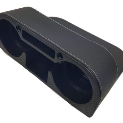 Поставка за чаши за кола  за 2 чаши между седалките – чернен карбон с кожа