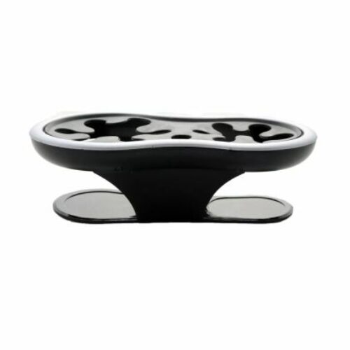 Поставка за две чаши за залепване върху равна повърхонст – черна със сребрист ръб
