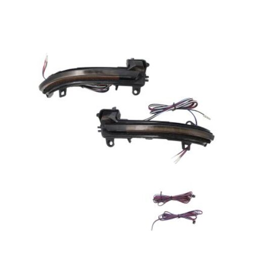 Диодни мигачи за странични огледала за BMW i3, X1 E84, E90, F20, F21, F22, F23, F30, F31, F34, F32, F33, F10, F11, F07, F01, D02, D04 (2011-2019) – опушени с бягащ мигач