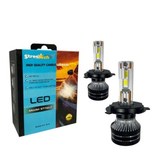 Лед крушки – Bi Led система H4 Streetech модел STN2 за фарове – 150 000 Лукса, 45W – Canbus 6000K – 1500% повече светлина
