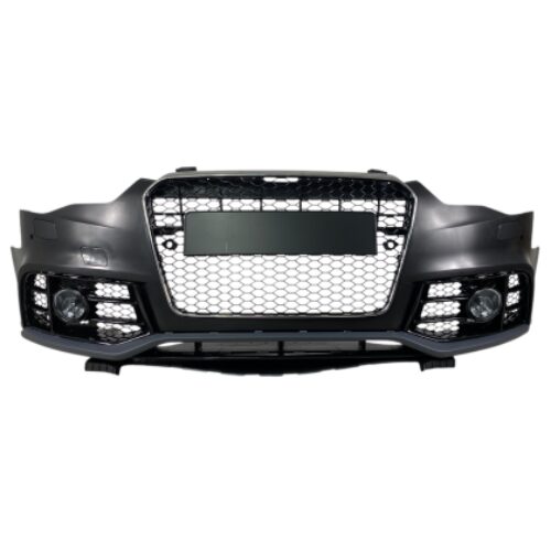 Предна броня за Audi A5 (2011-2015) с халогени – RS5 Design с хром лайсна и отвори за парктроник