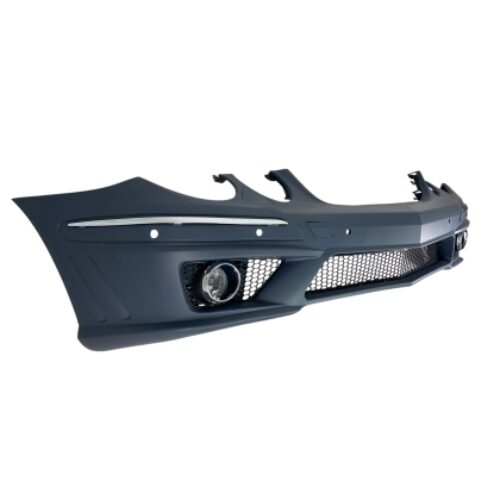 Предна броня за  Mercedes W211 E-Class (2006-2009) – AMG с отвори за парктроник, с халогени грундирана