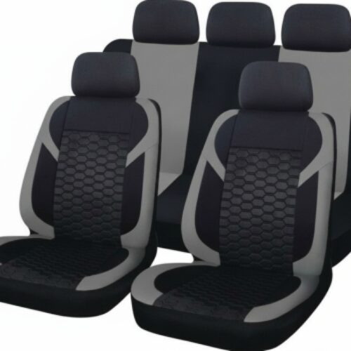Тапицерии за седалки на кола – модел 19121 – черно / сив цвят – комплект от 9 части