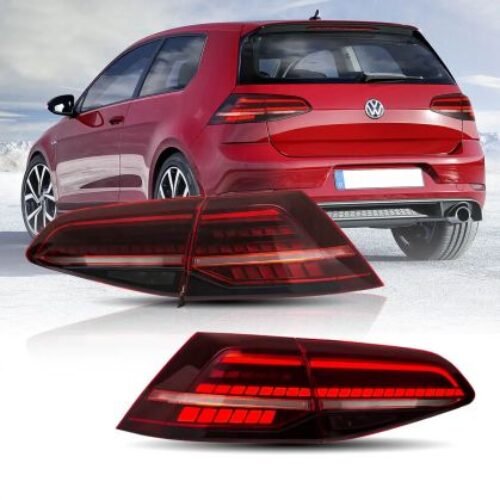 Диодни стопове за VW GOLF 7 (2014-2021) GTI / R look с бягащ мигач – червени