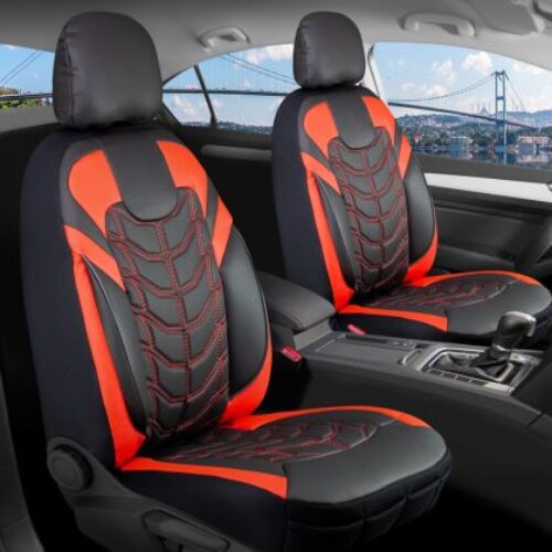 3D Тапицерия за седалки кожена Streetech Classy – черна с червени елементи